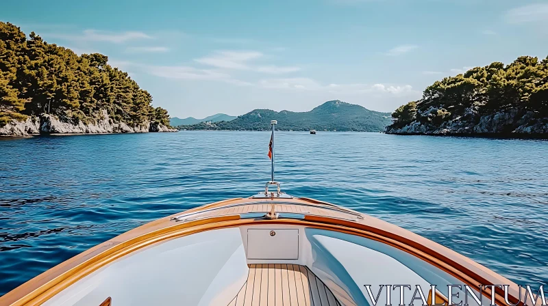 Peaceful Boat Ride through Calm Waters AI Image