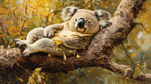 Koala on Tree Branch