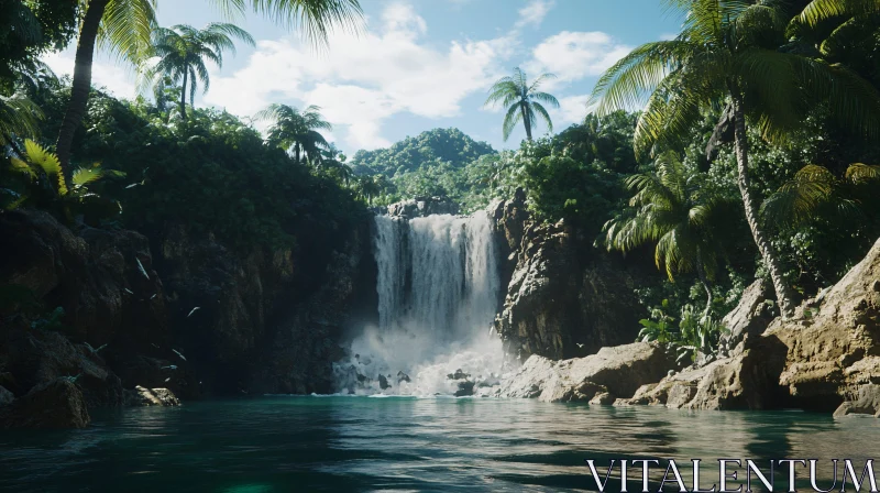 Tranquil Tropical Waterfall Landscape