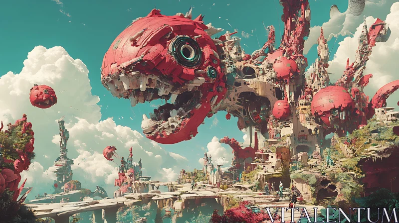 Sci-Fi Robotic Dragon in Futuristic Urban Scene