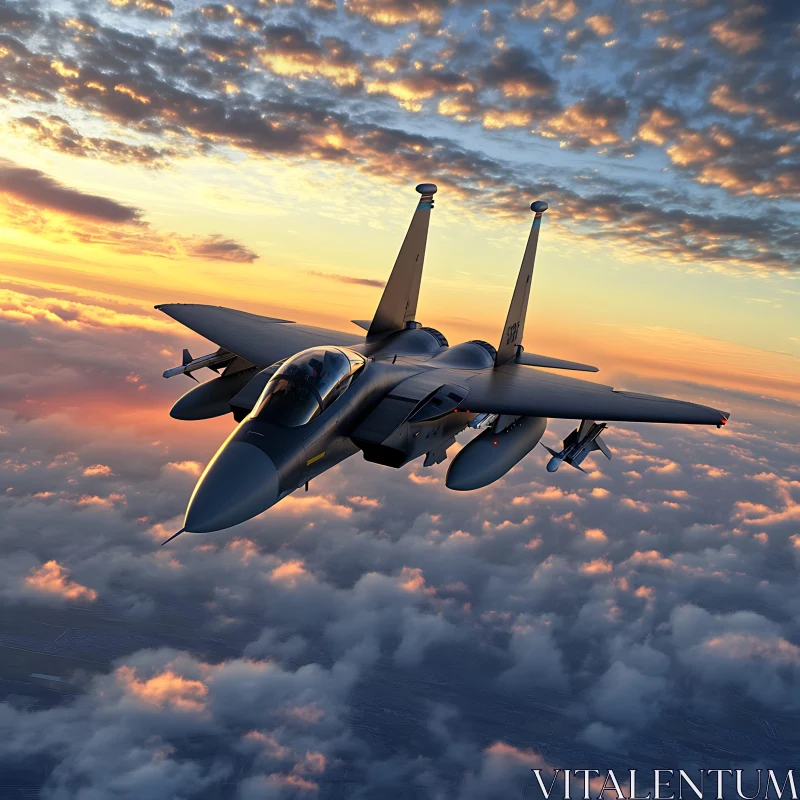 Fighter Jet at Sunset