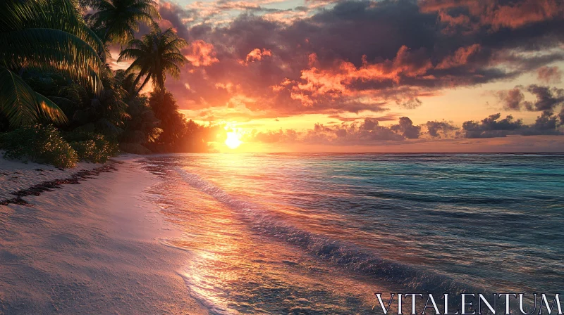 AI ART Picturesque Tropical Sunset by the Beach