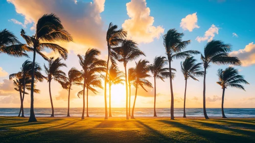 Serene Sunset Over Tropical Beach