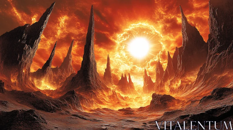 AI ART Molten World with Volcanic Spires