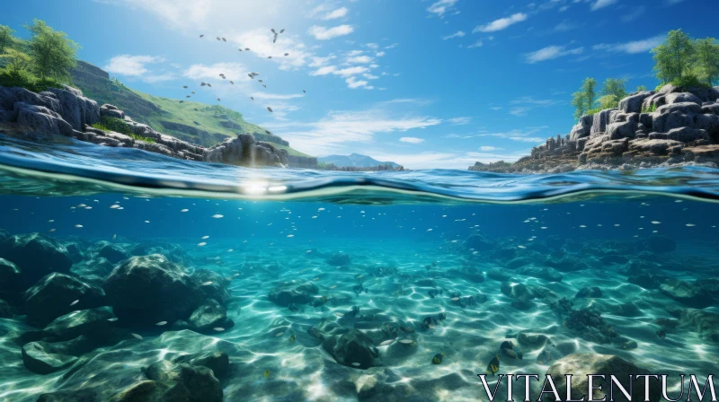 Underwater Ocean Landscape: Where Metropolis Meets Nature AI Image