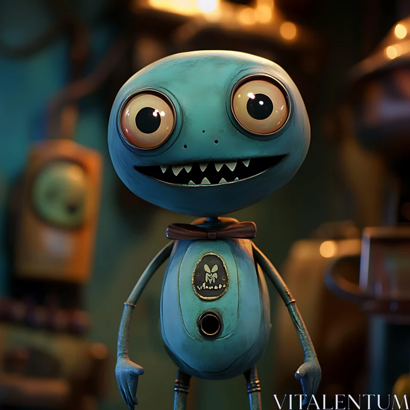 AI ART Adorable 3D Robot Character in Warm Lighting