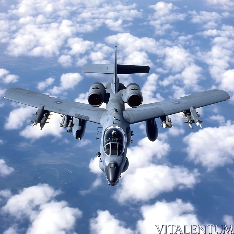 Aerial View of Military Aircraft in Flight AI Image