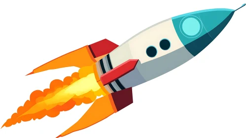 Animated Rocket Ship in Flight