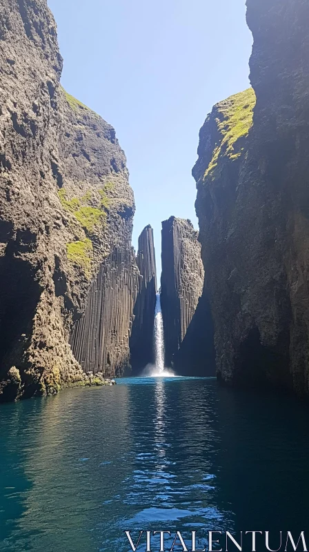 Majestic Waterfall in the Heart of Nature AI Image