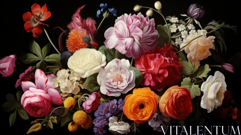 Baroque Inspired Floral Painting with Rich Color Schemes AI Image