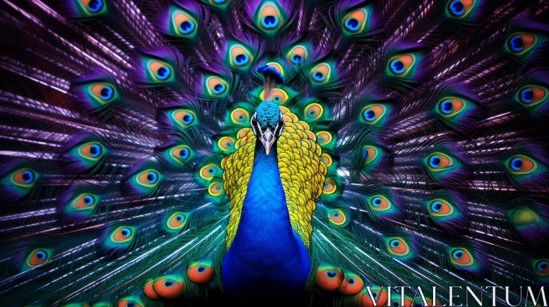 Colorful Peacock Displaying Spectacular Feathers AI Image