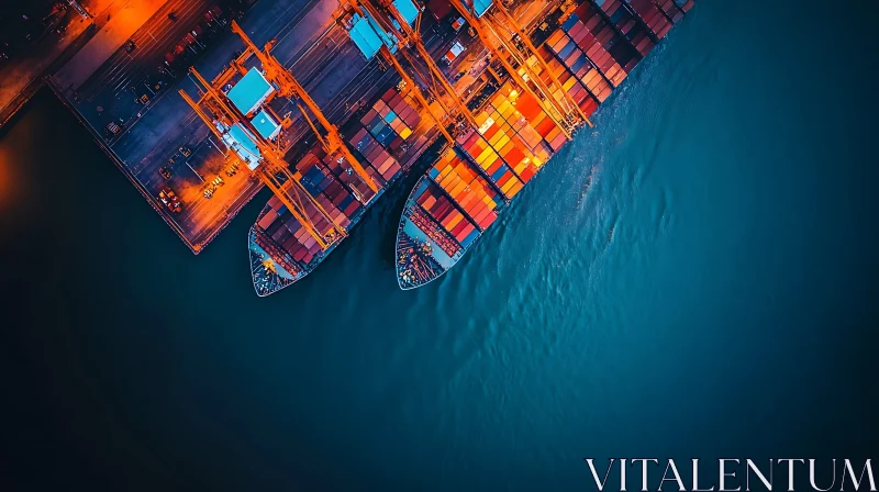 Shipyard Aerial Photography with Cargo Ships AI Image