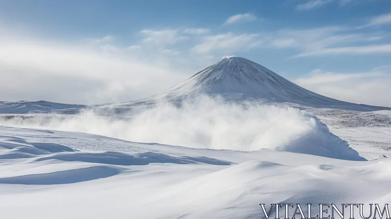 Winter Wonderland: Snowy Mountain and Mist AI Image