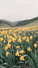 Yellow Daffodil Bloom in Rolling Hills