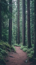 Peaceful Woodland with Majestic Trees and Trail