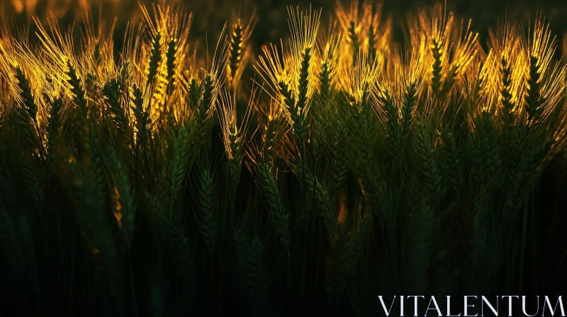 Sunset Illuminated Wheat Field AI Image