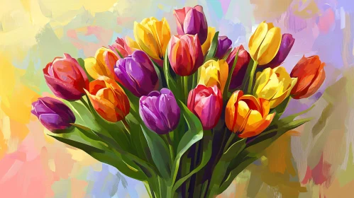 Vibrant Tulip Bouquet Art