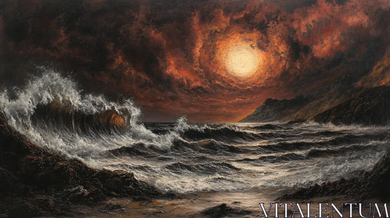 AI ART Dramatic Ocean Landscape at Dusk