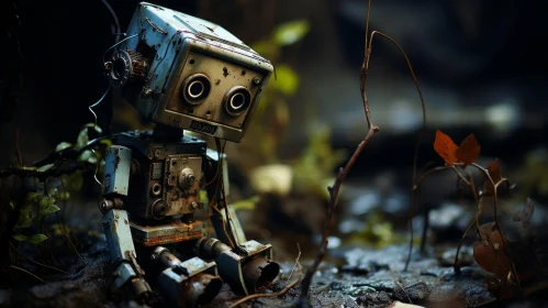 Vintage Robot in the Woods: A Blend of Technology and Nature