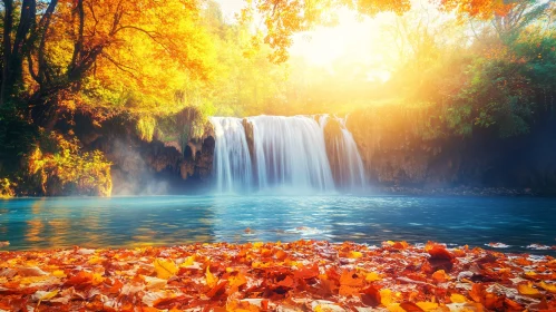 Enchanting Autumn Waterfall Scene