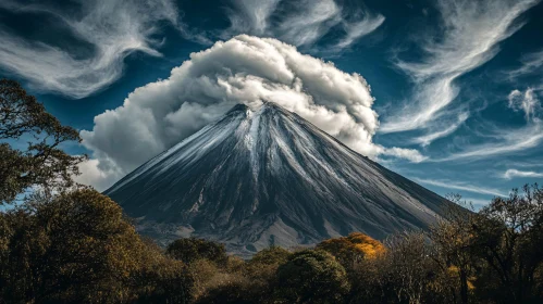 Mountain Summit with Dramatic Cloudscape