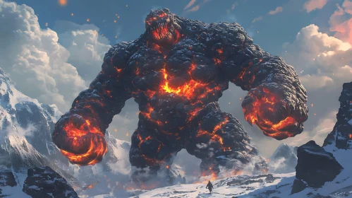 Volcanic Beast in Winter Mountains