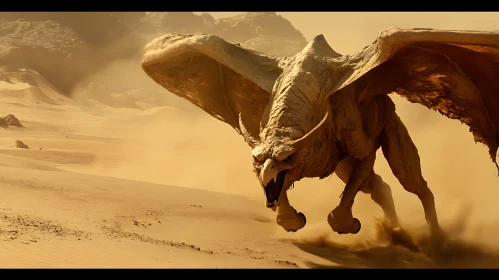 Majestic Desert Dragon Amidst a Sandstorm