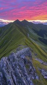 Mountain Ridge at Sunset with Vibrant Colors