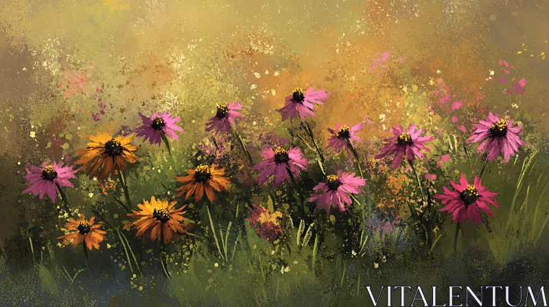 Vibrant Flower Meadow in Bloom AI Image