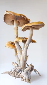 Detailed Mushroom Cluster with White Background