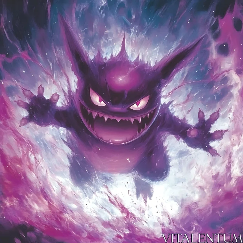 AI ART Glowing Purple Monster in Ethereal Mist