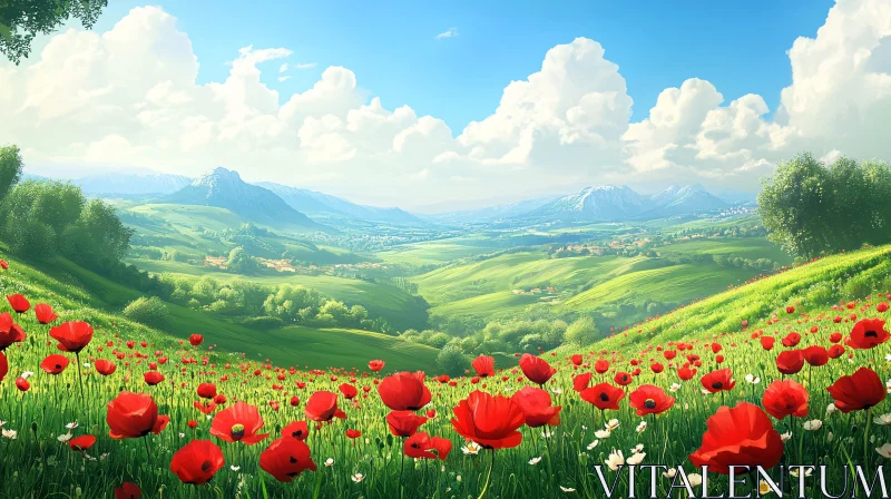 Peaceful Countryside Scenic View AI Image