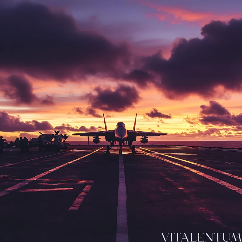 Sunset Silhouette of Fighter Jet AI Image