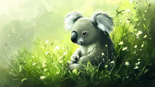 Koala Among Wildflowers