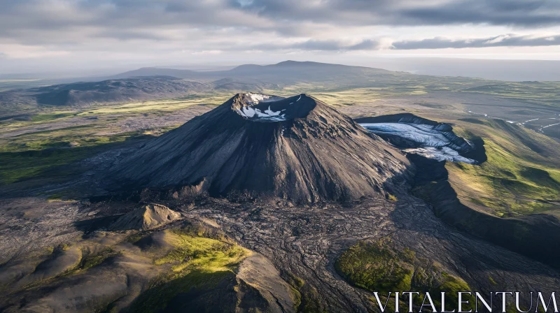 Stunning Aerial View of a Volcanic Mountain AI Image