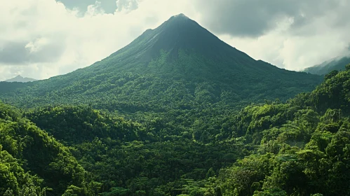 Lush Green Mountain and Forest Scene