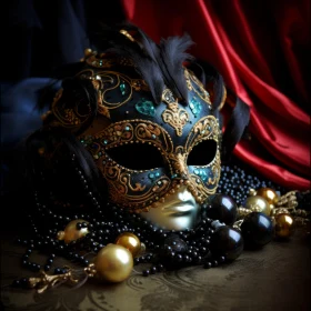 Beaded Masquerade Mask - A Mysterious Beauty in Dark Hues