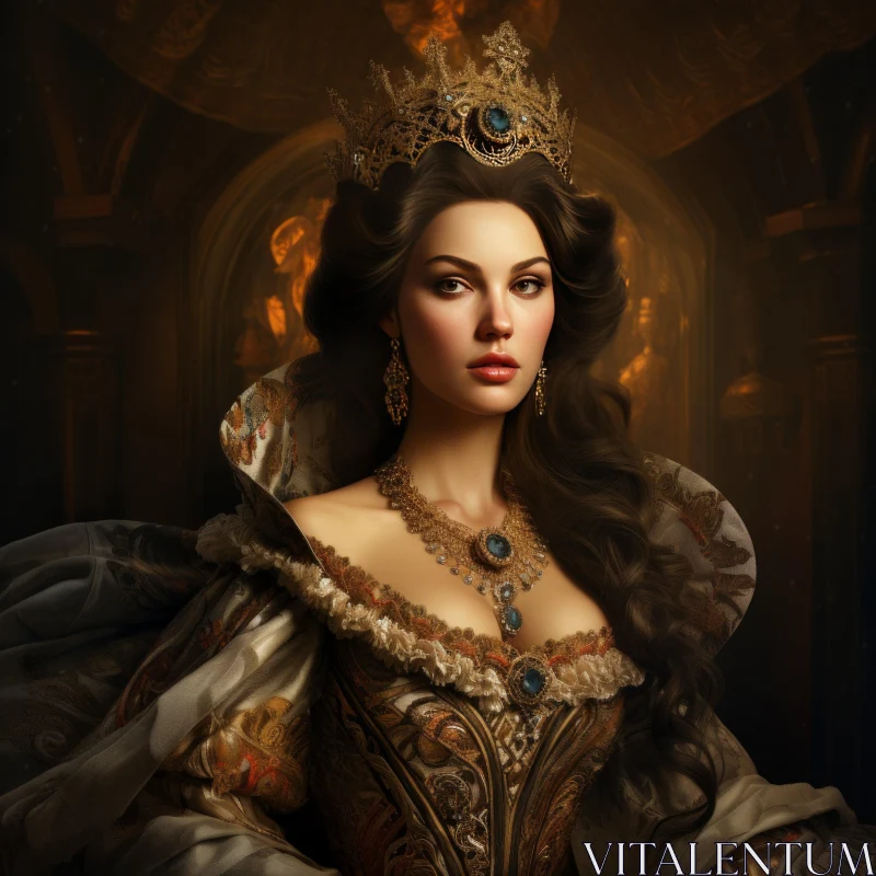 Regal Portrait in Princesscore Aesthetics and Baroque Influence AI Image