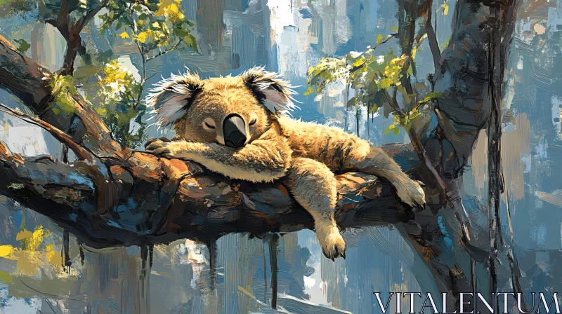 AI ART Koala Resting in a Serene Forest