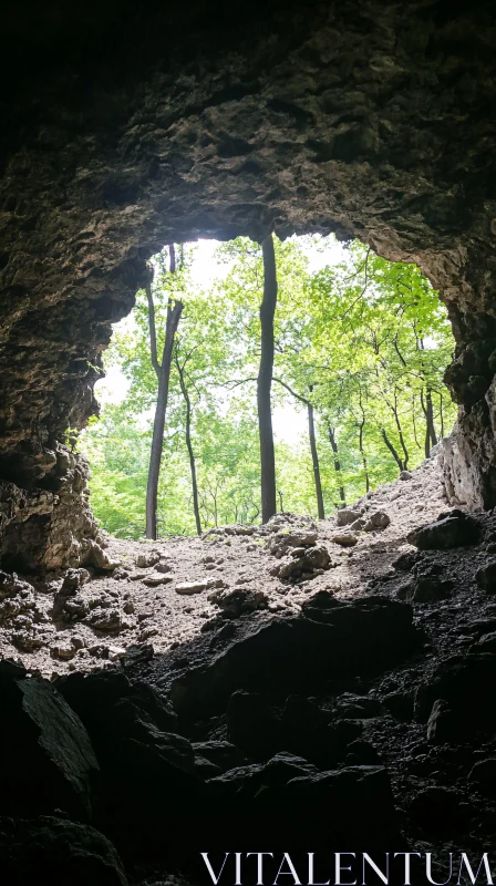 AI ART Mystical Cave Opening to a Green Forest