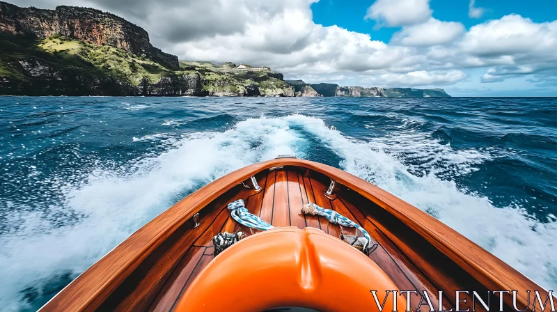 Oceanic Journey by Boat with Scenic Cliffs AI Image