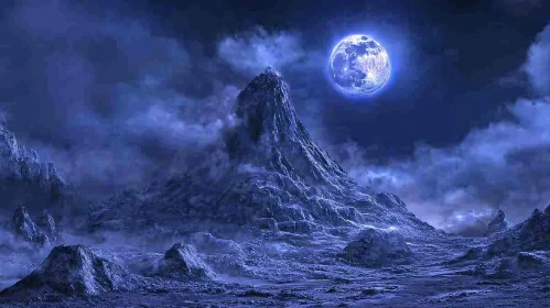 Mysterious Moonlit Mountain