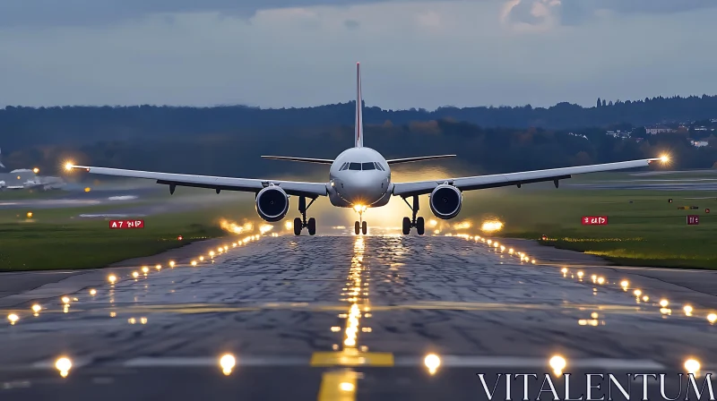 Evening Runway Takeoff AI Image