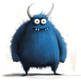 Cute Blue Furry Monster Cartoon Design