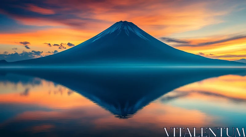 Mountain Reflection During Sunset AI Image