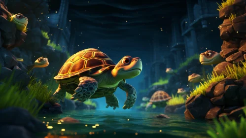 Luminous Illustration of Tortoise Trident by River