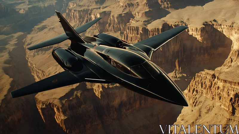 Aerodynamic Jet Over Canyon AI Image