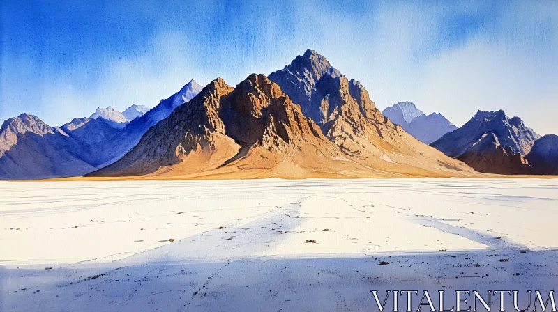 AI ART Majestic Desert Mountains under Clear Blue Sky