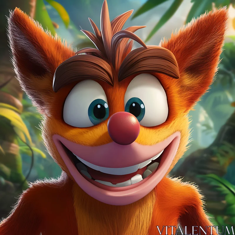 Colorful Cartoon Character in Lush Jungle Setting AI Image