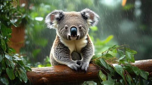 Koala Under the Rainfall